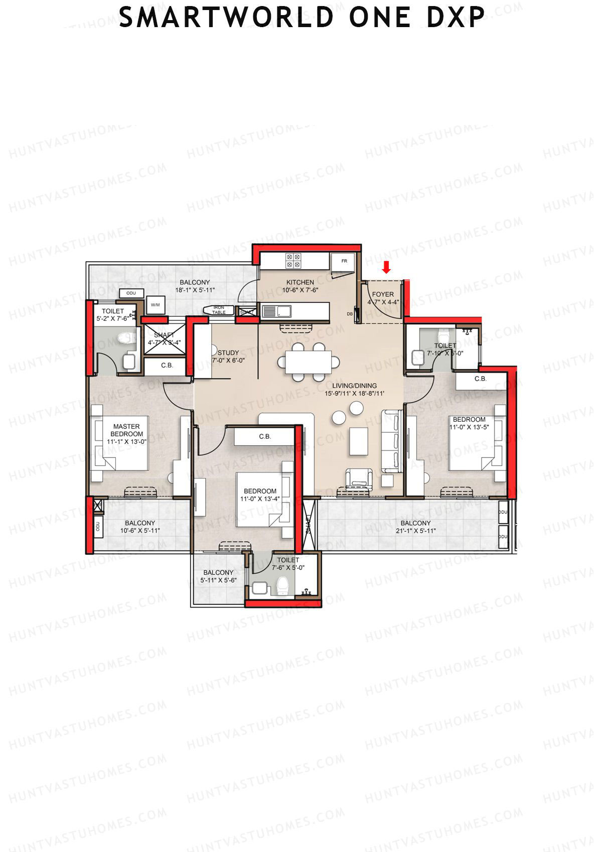 Smartworld One Dxp Tower E Unit 3 Floor Plan