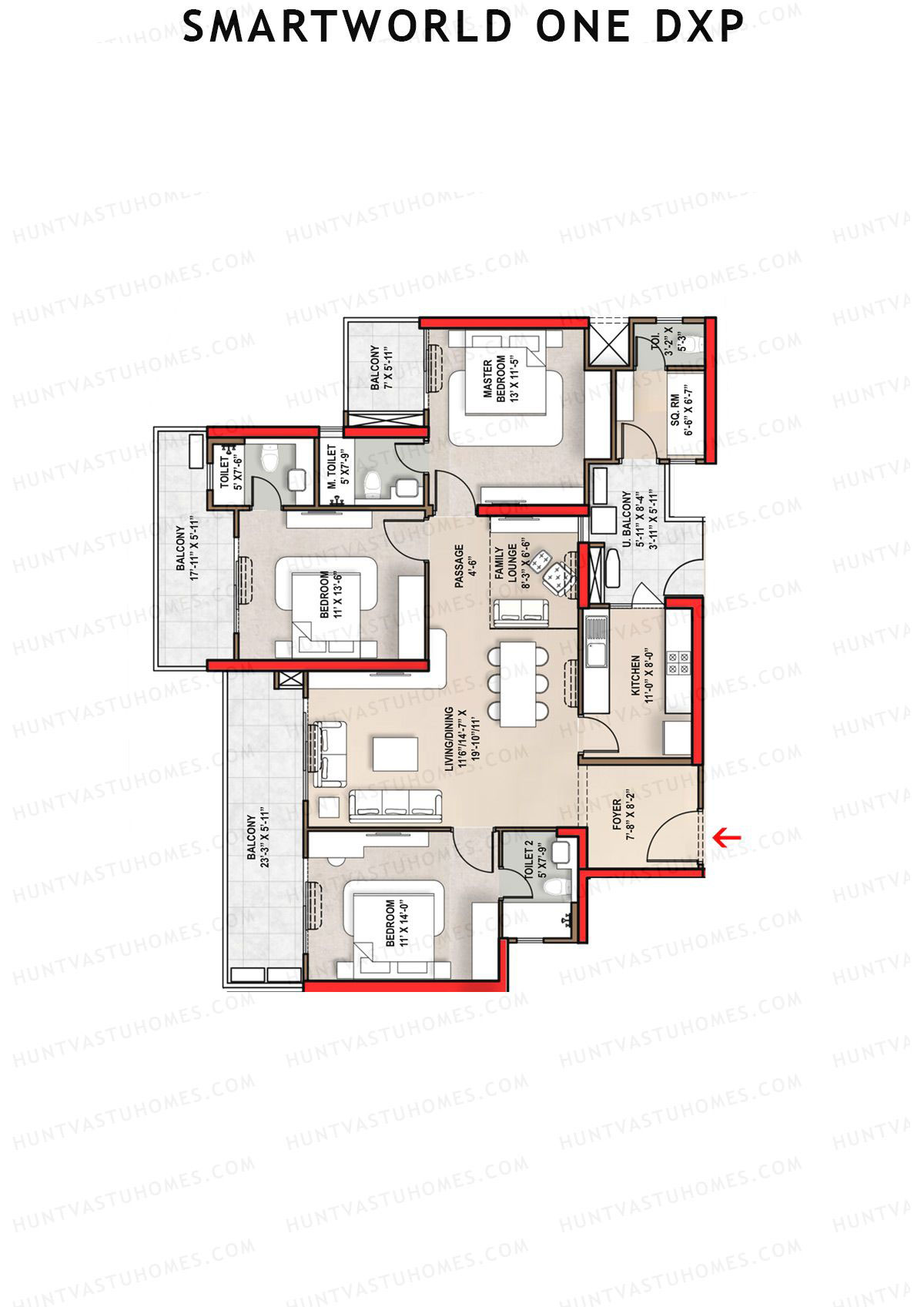Smartworld One Dxp Tower A Unit 1 Floor Plan