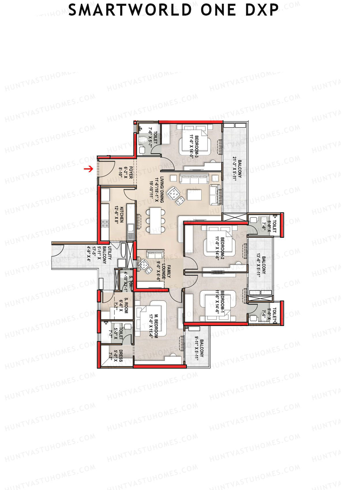 Smartworld One Dxp Tower A Unit 3 Floor Plan