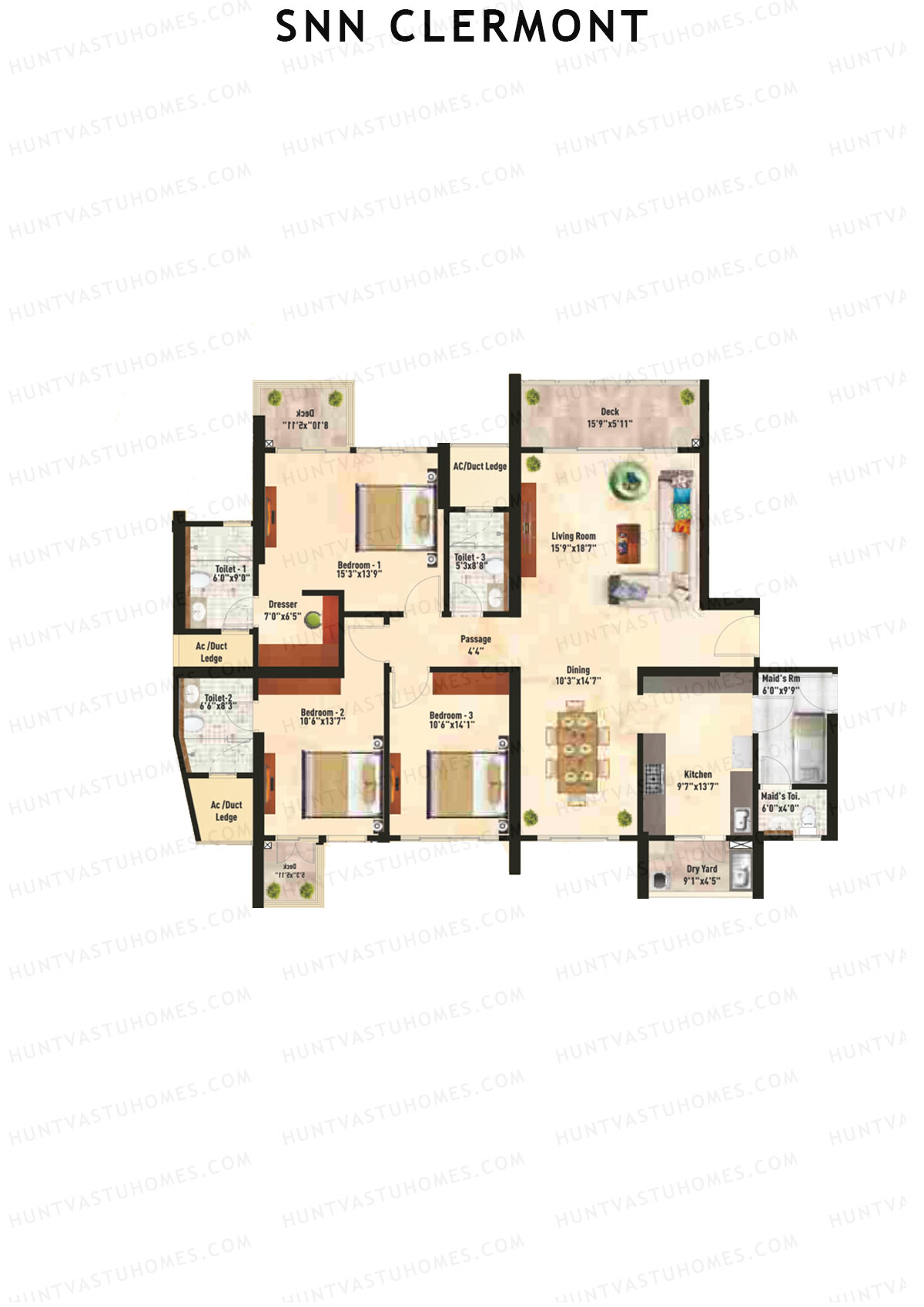 SNN Clermont Tower 2 Unit 1 Floor Plan