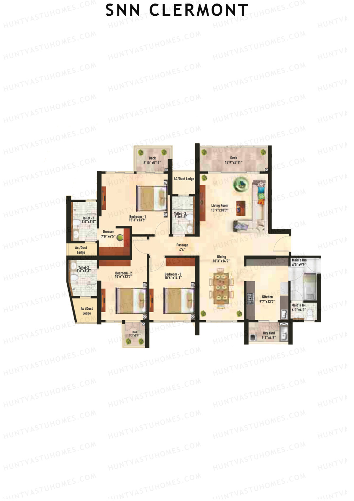 SNN Clermont Tower 2 Unit 1 Floor Plan
