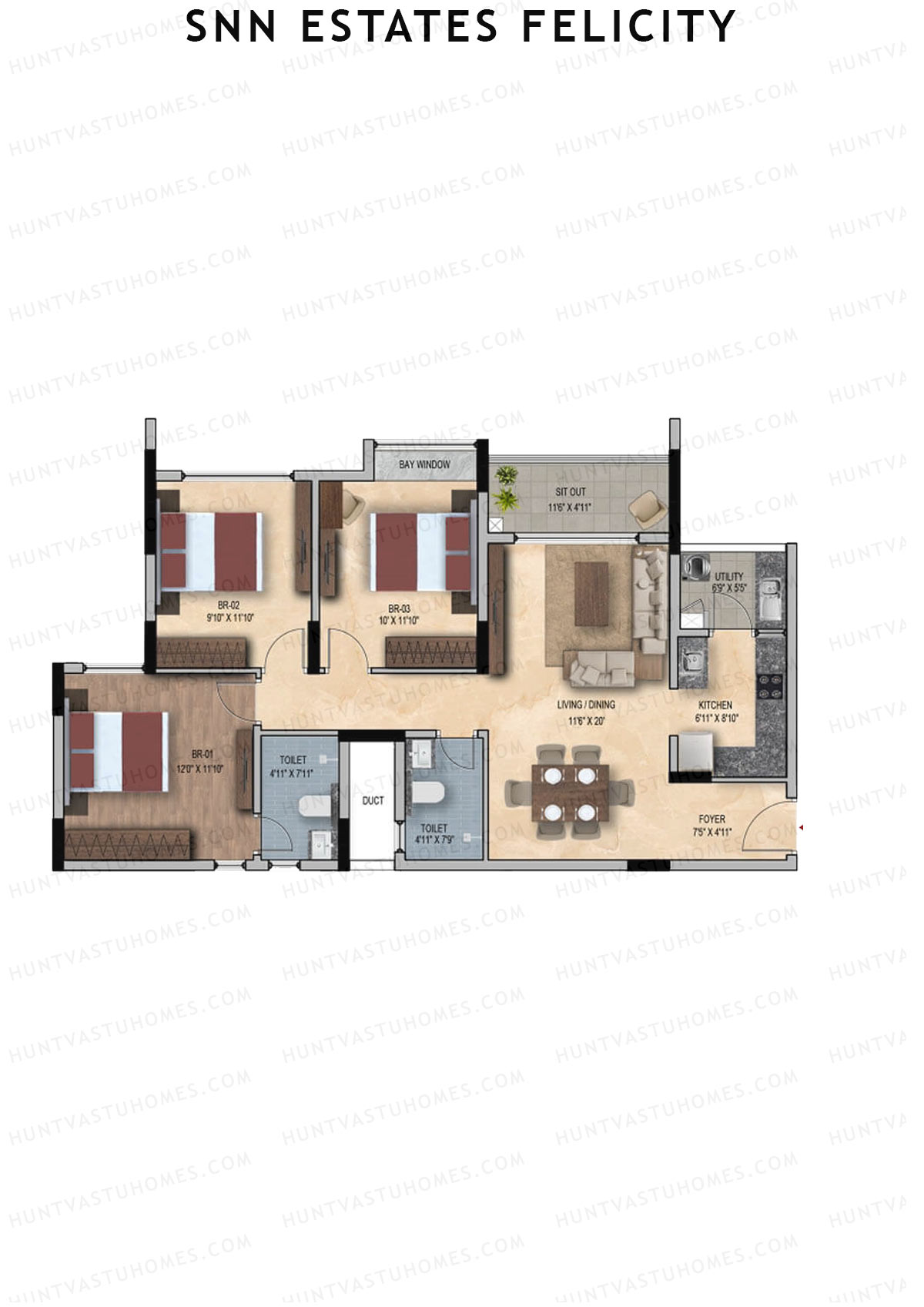 SNN Estates Felicity Tower 1 Unit 3 Floor Plan