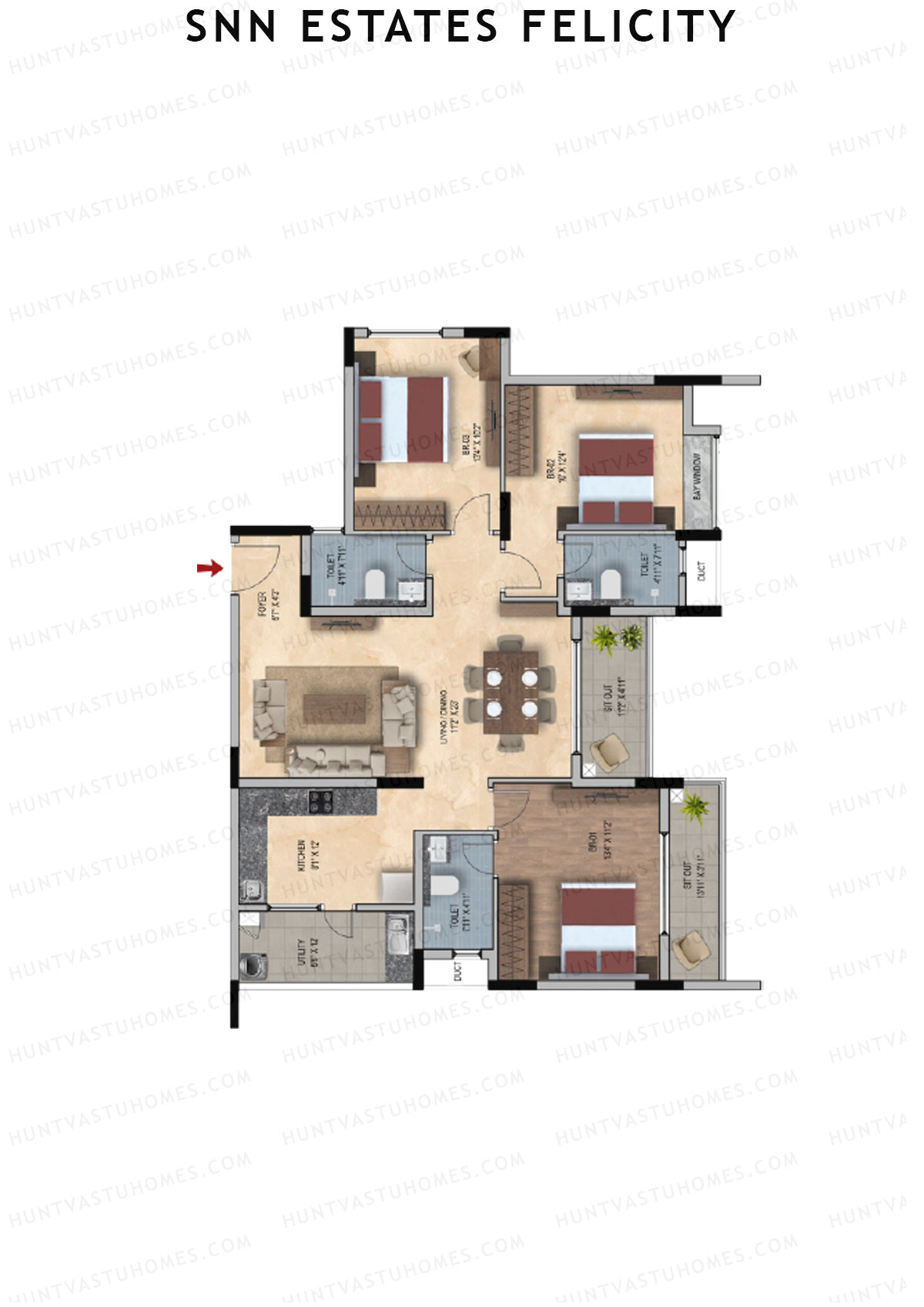 SNN Estates Felicity Tower 8 Unit 1 Floor Plan