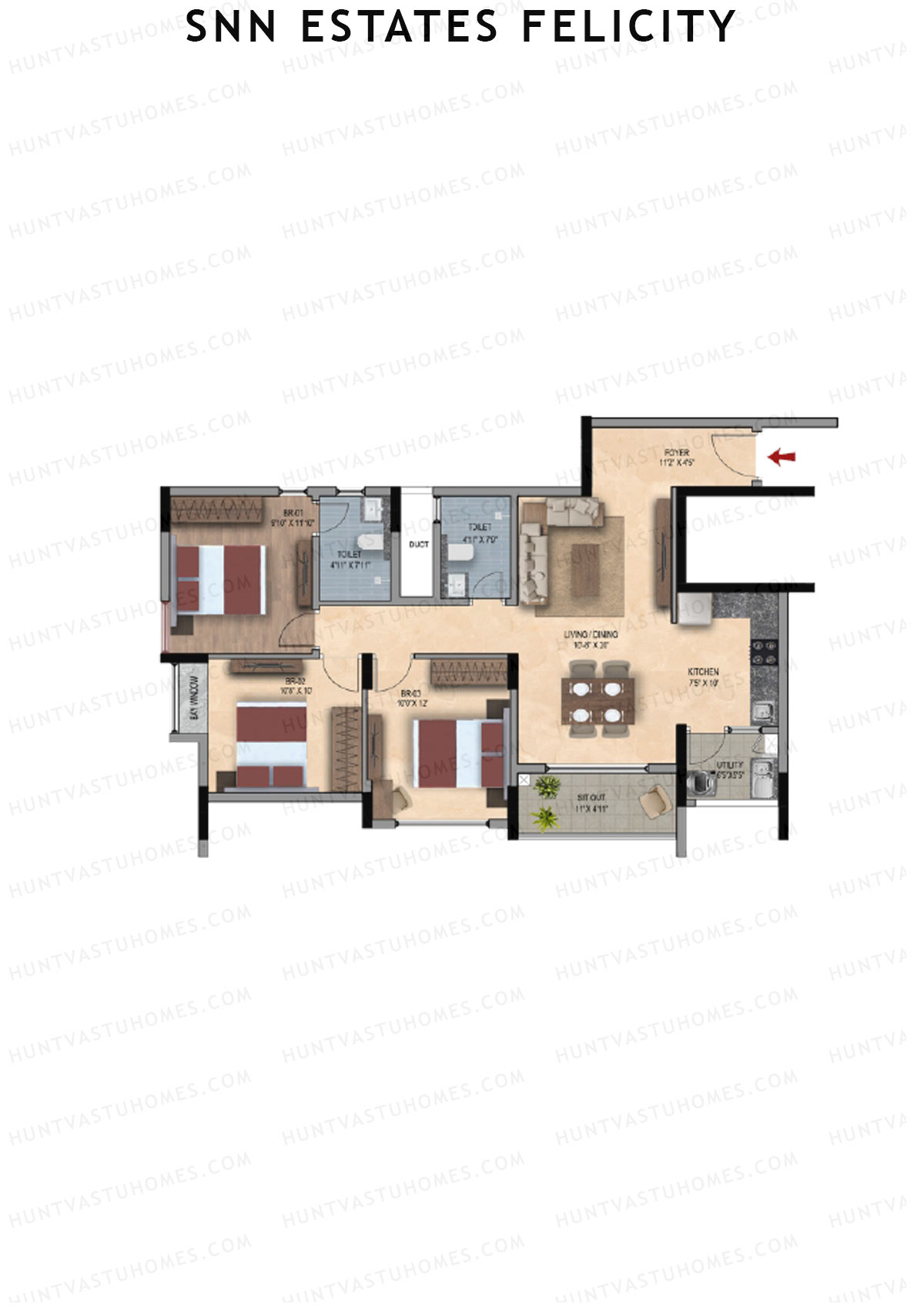 SNN Estates Felicity Tower 9 Unit 3 Floor Plan