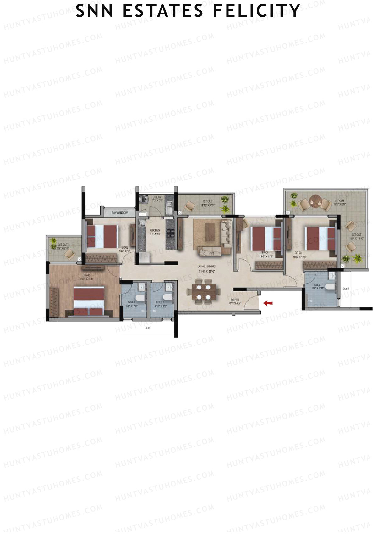 SNN Estates Felicity Tower 9 Unit 4 Floor Plan