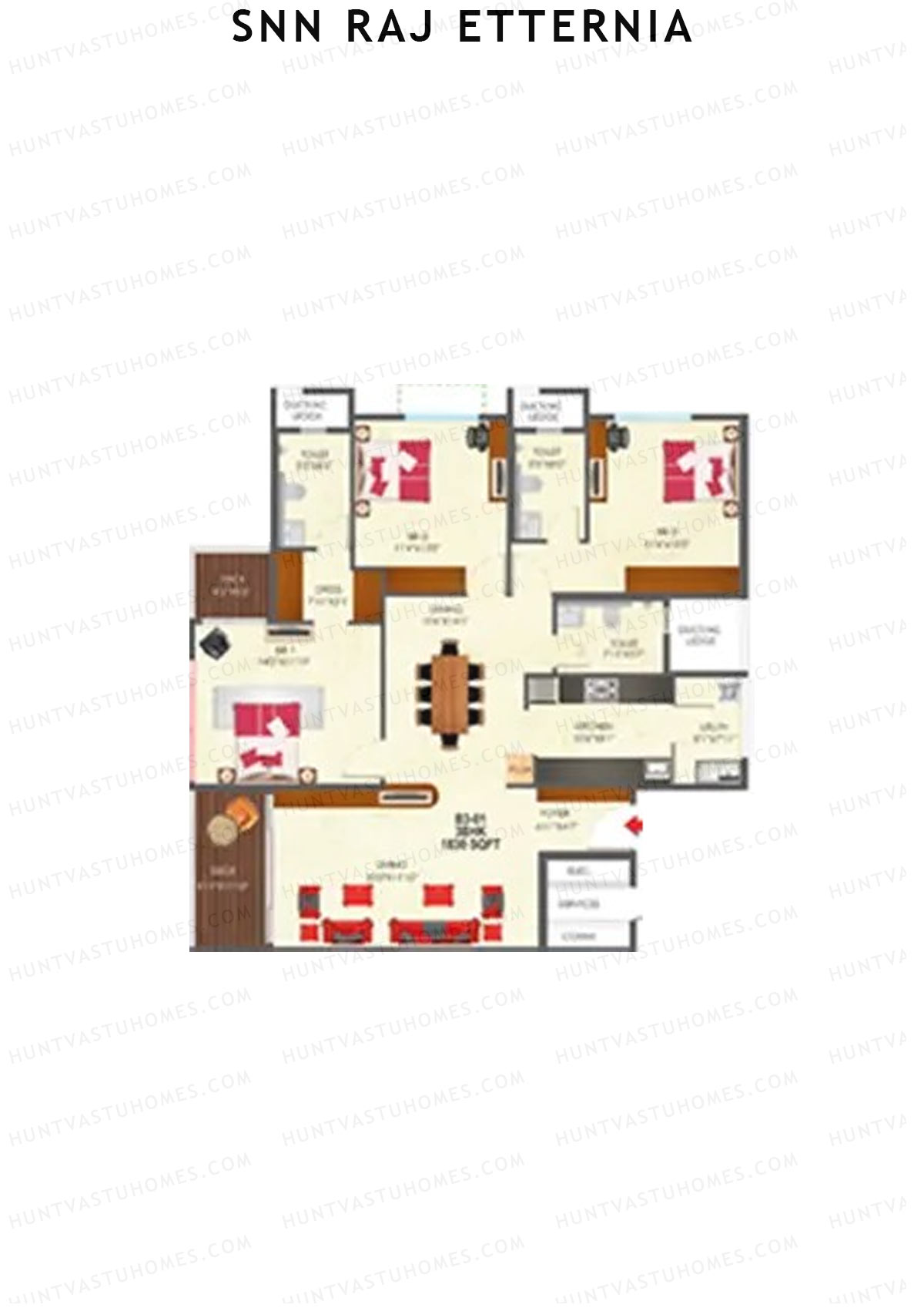 SNN Raj Etternia Block B3 Unit 2 Floor Plan