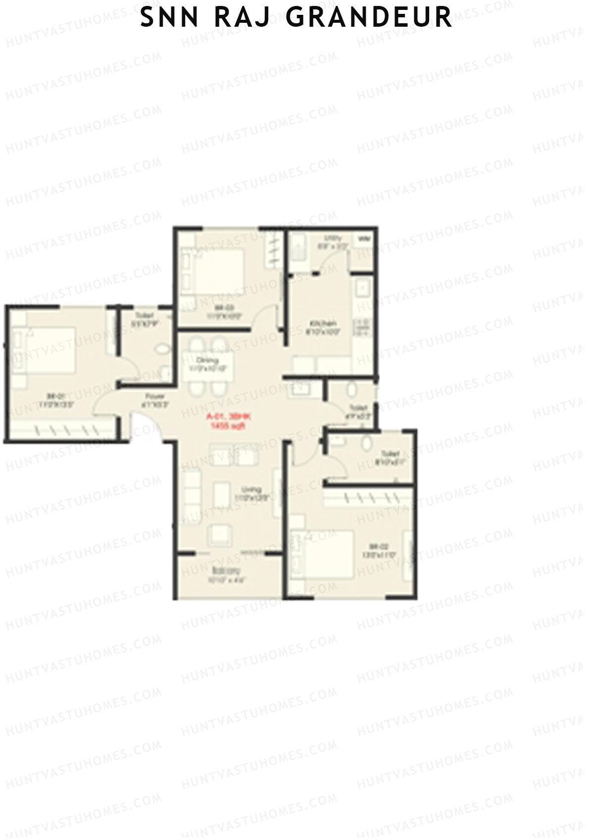 SNN Raj Grandeur Block A Unit 1 Floor Plan