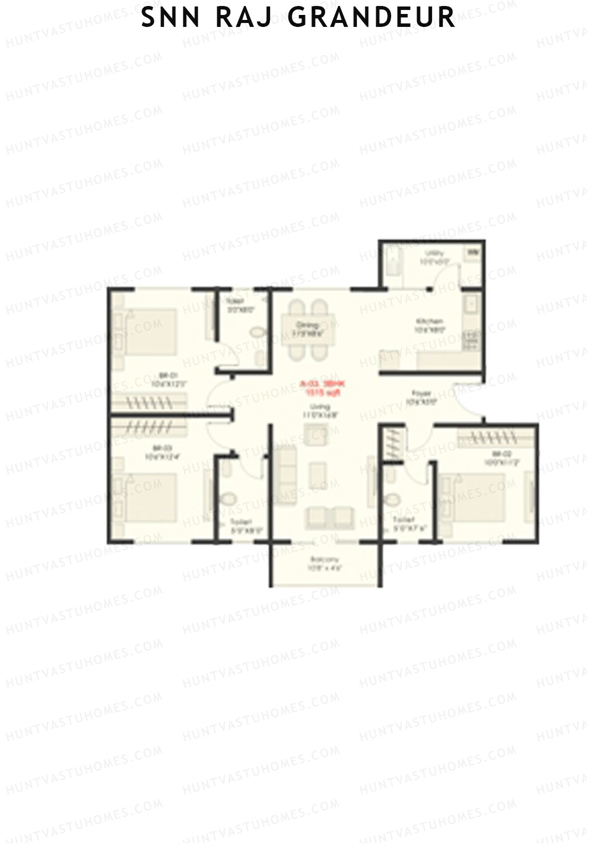 SNN Raj Grandeur Block C Unit 3 Floor Plan