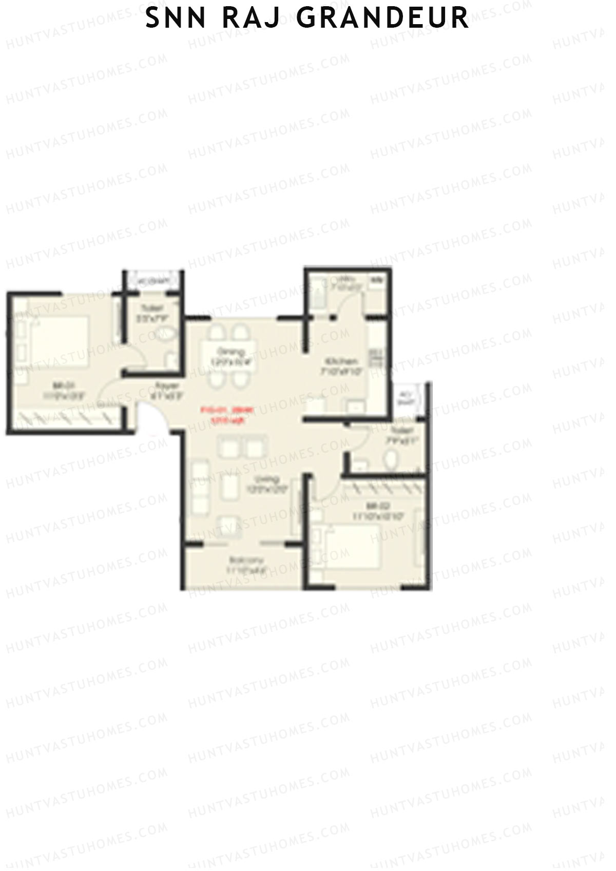 SNN Raj Grandeur Block F Unit 1 Floor Plan