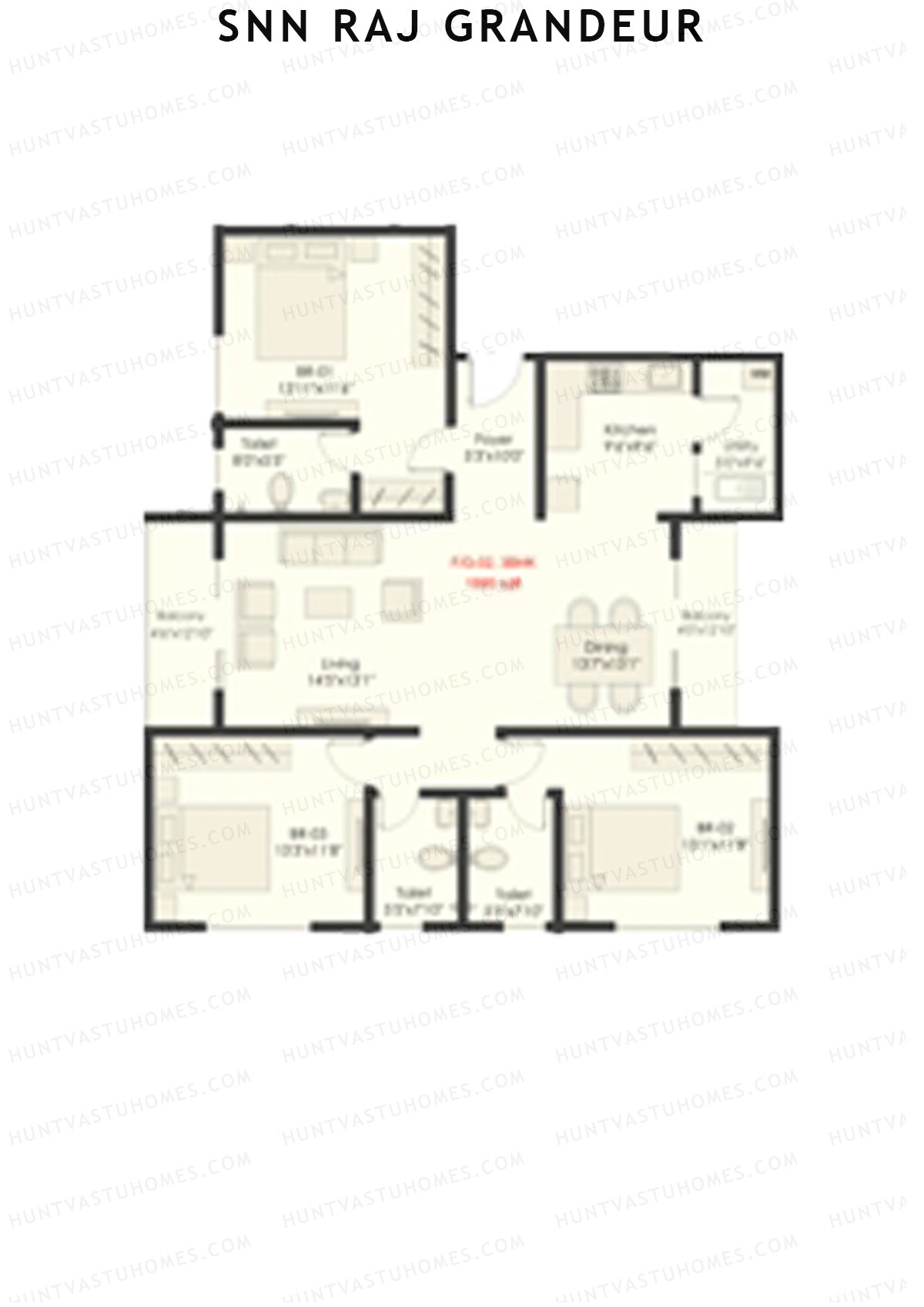 SNN Raj Grandeur Block F Unit 2  Floor Plan