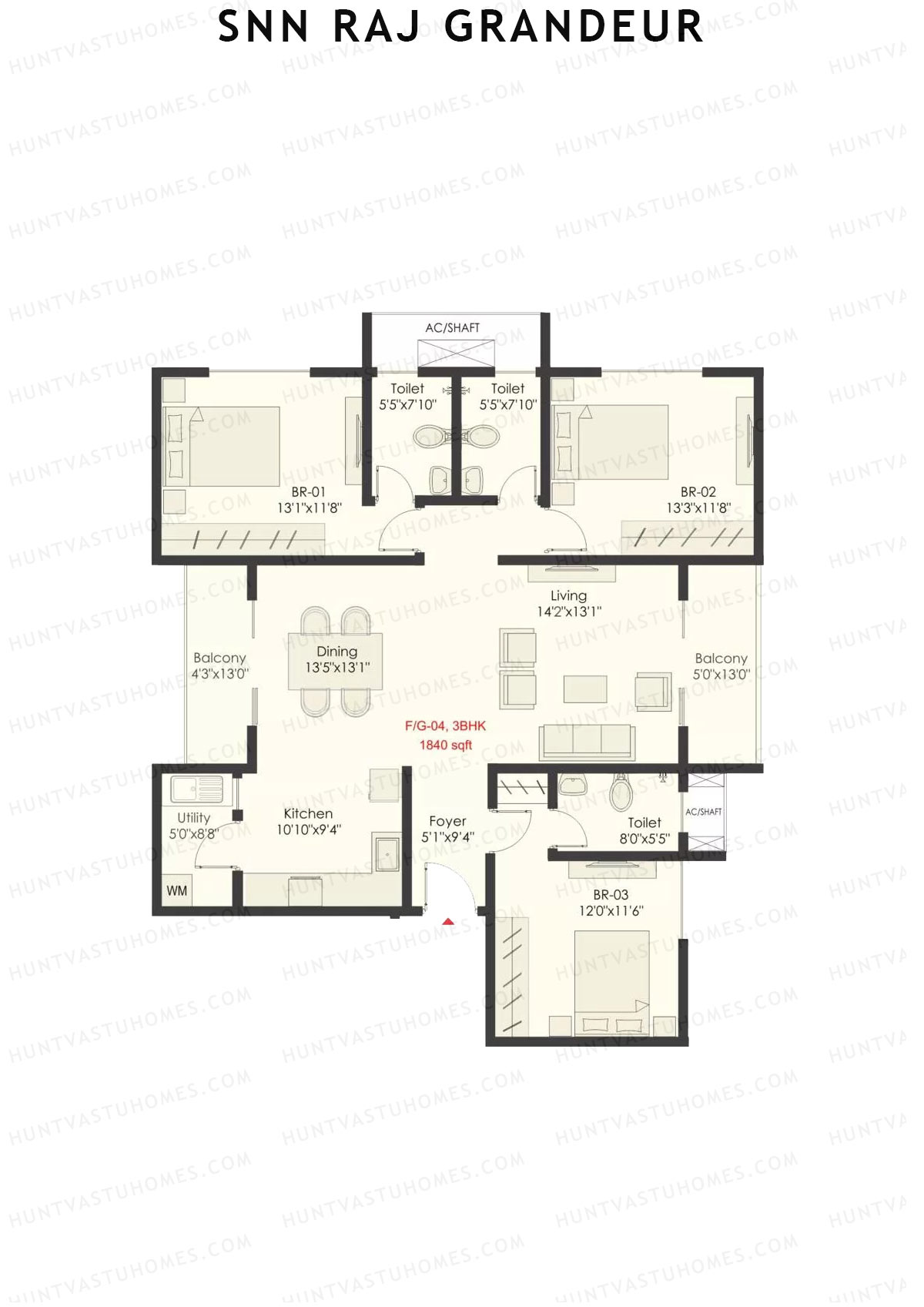SNN Raj Grandeur Block F Unit 4 Floor Plan