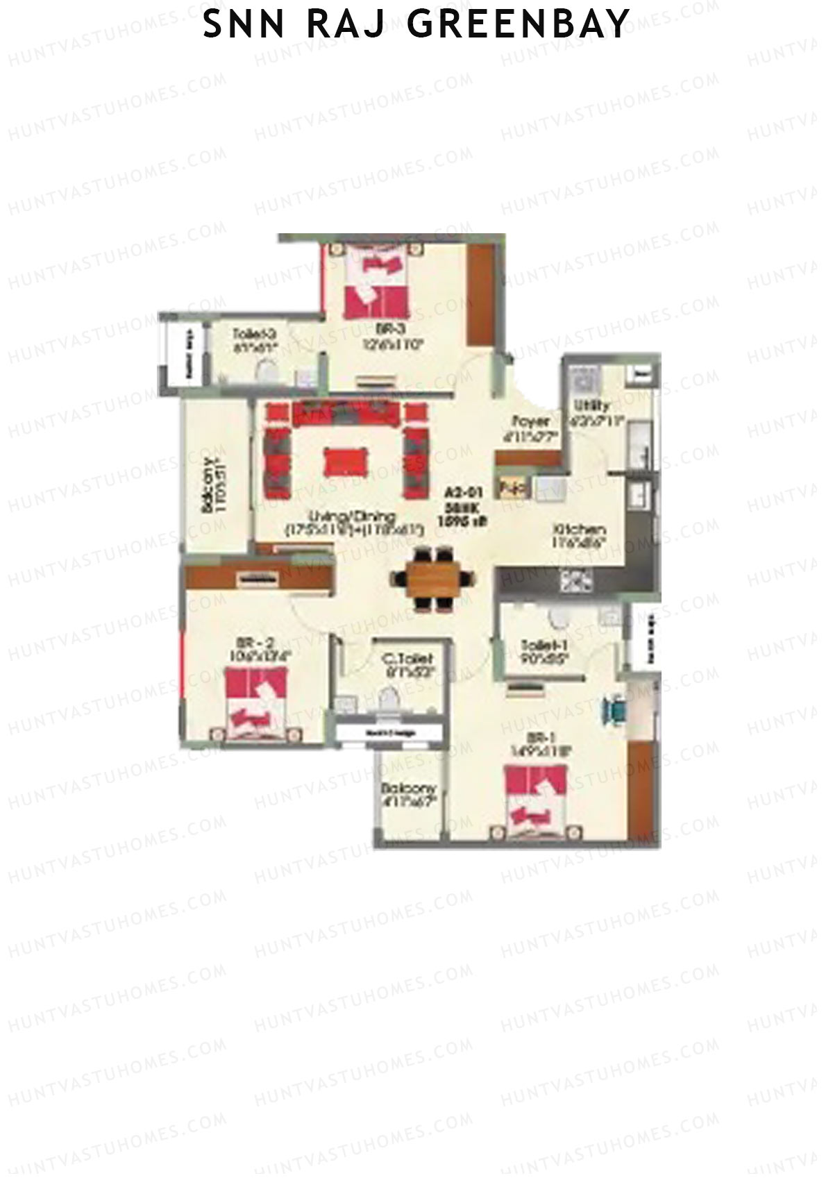 SNN Raj Greenbay Block A2 Unit 1 Floor Plan