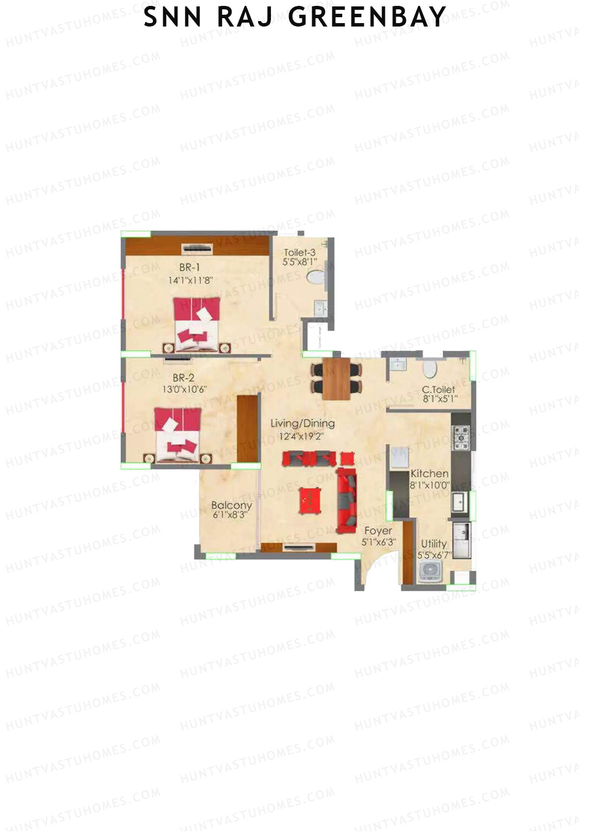 SNN Raj Greenbay Block A2 Unit 2 Floor Plan