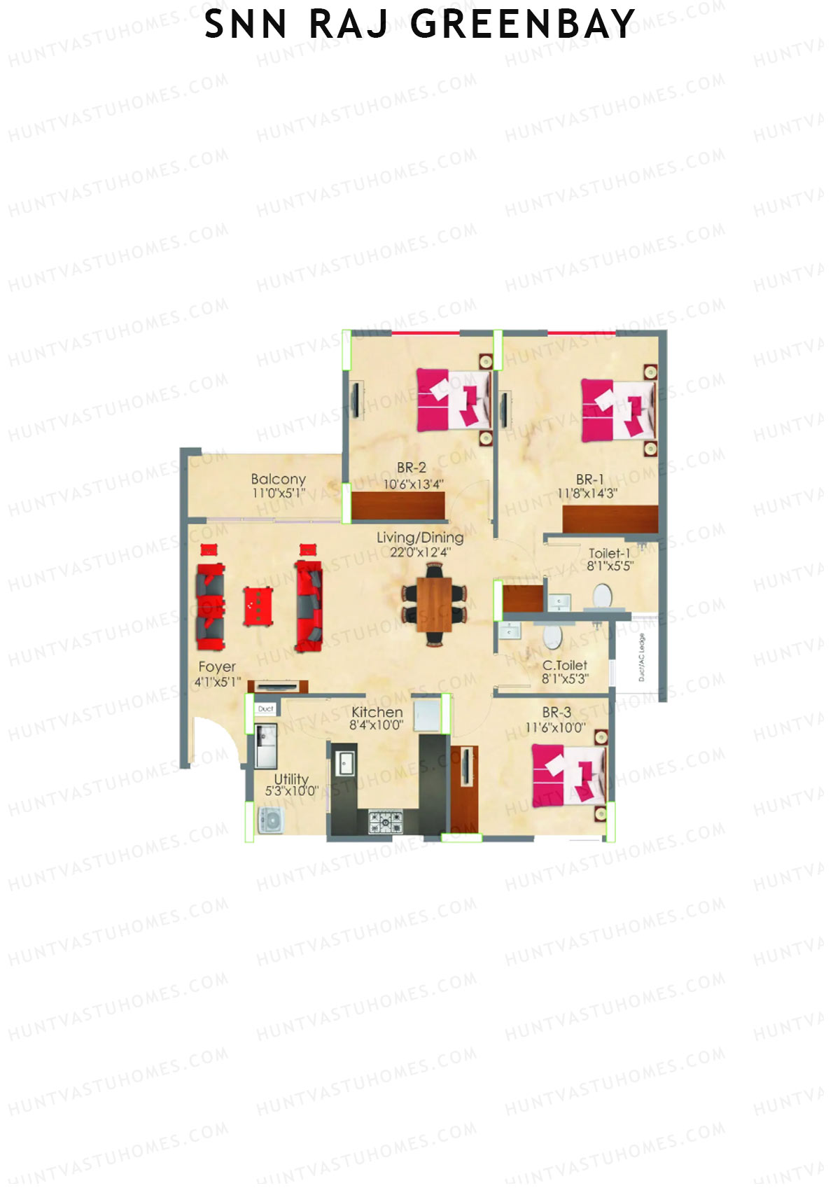 SNN Raj Greenbay Block A2 Unit 4 Floor Plan