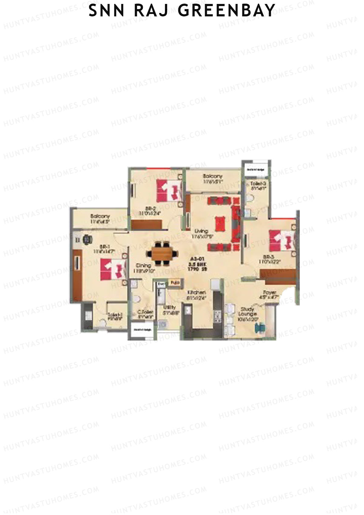 SNN Raj Greenbay Block A3 Unit 1 Floor Plan