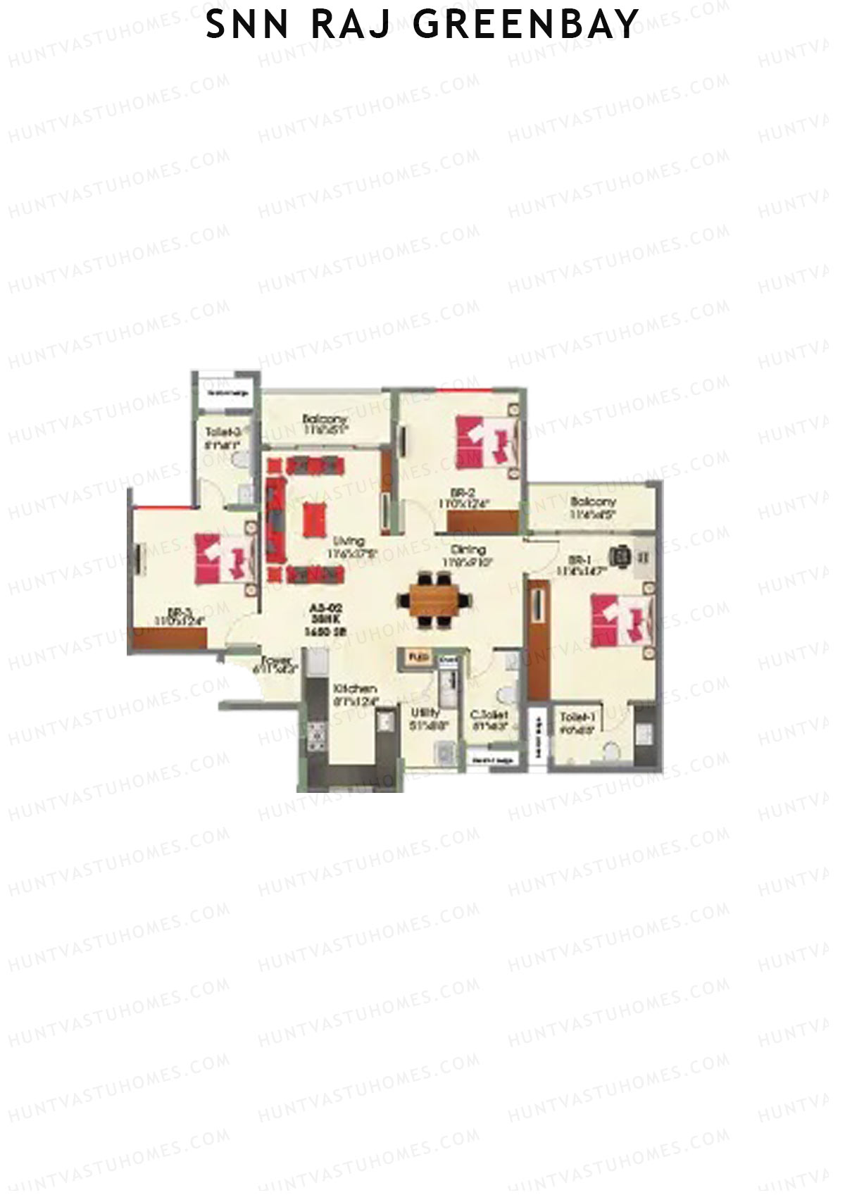 SNN Raj Greenbay Block A3 Unit 2 Floor Plan