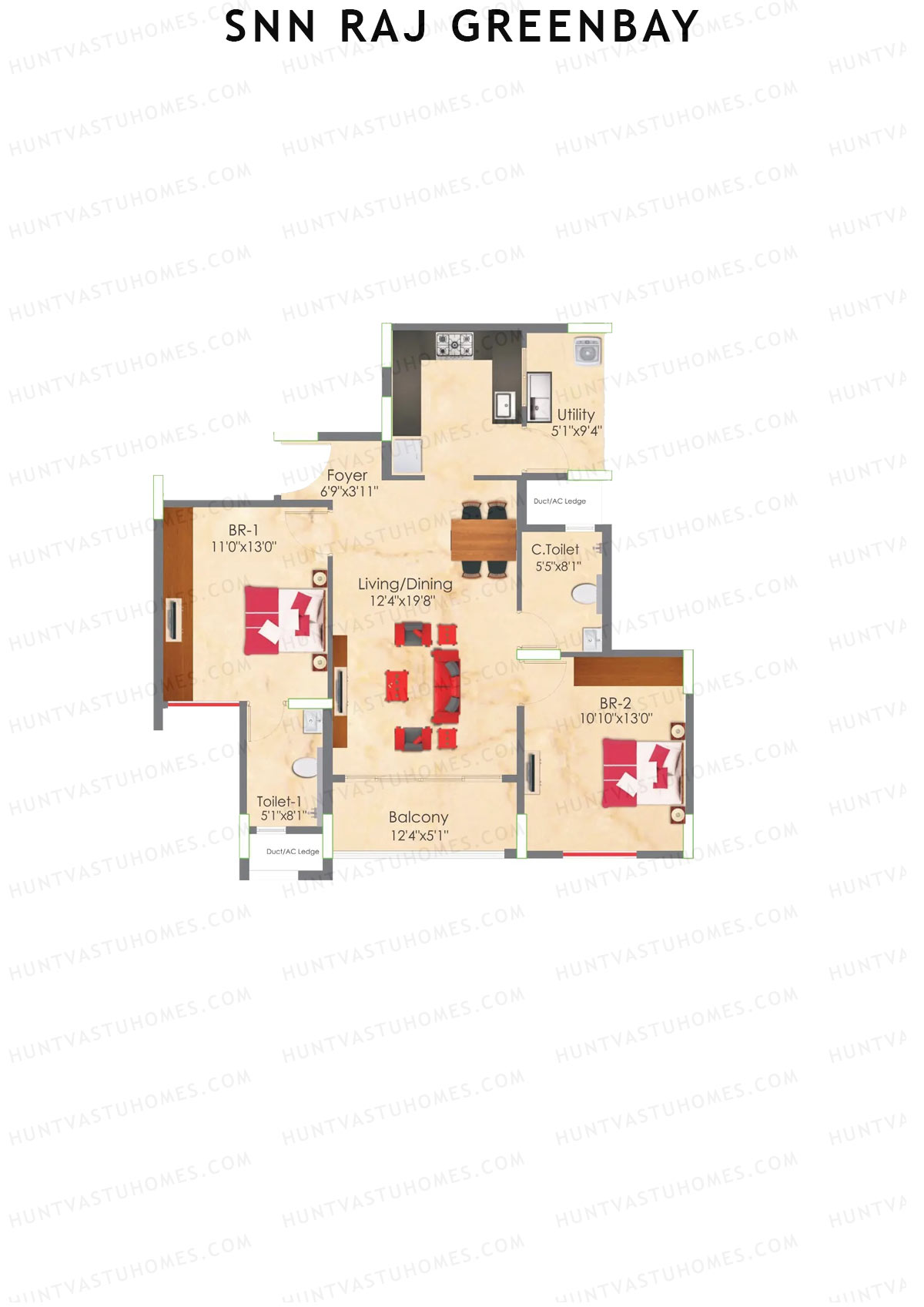 SNN Raj Greenbay Block A3 Unit 3 Floor Plan