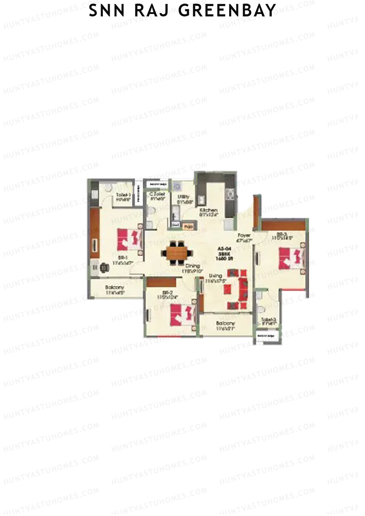 SNN Raj Greenbay Block A3 Unit 4 Floor Plan