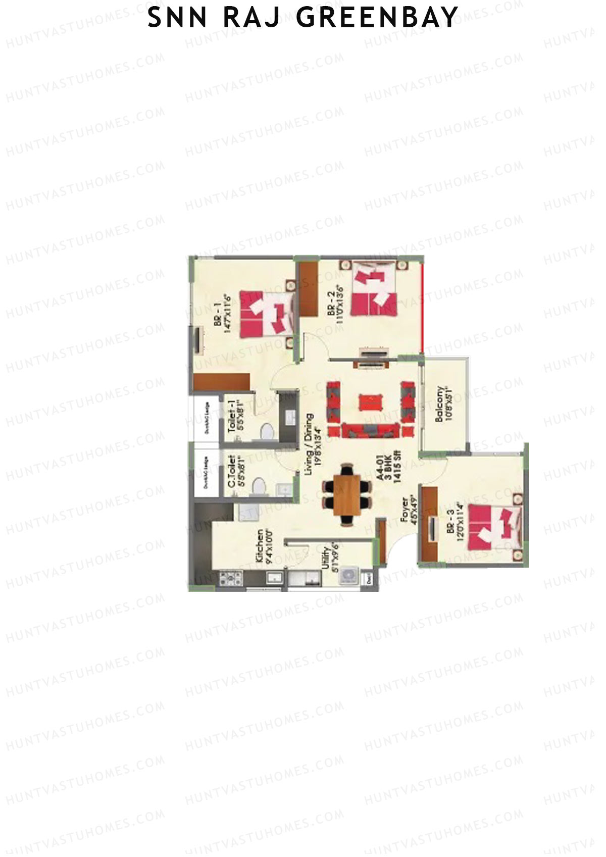 SNN Raj Greenbay Block A4 Unit 1 Floor Plan