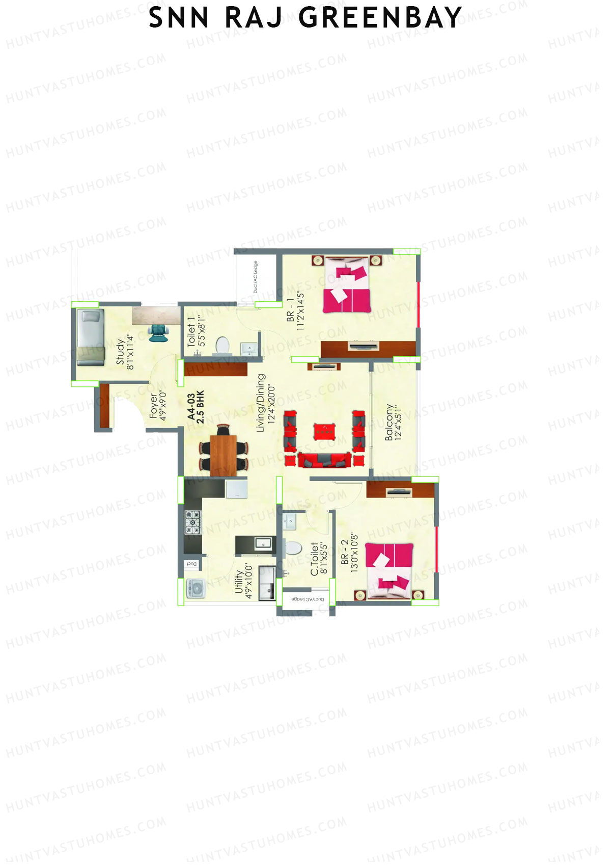 SNN Raj Greenbay Block A4 Unit 3 Floor Plan