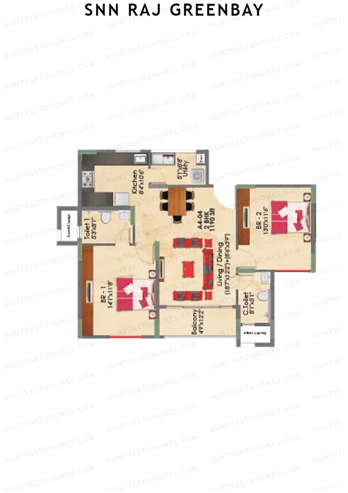 SNN Raj Greenbay Block A4 Unit 4 Floor Plan