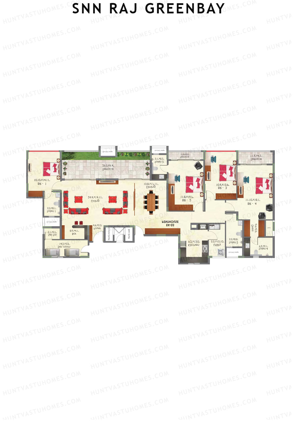 SNN Raj Greenbay Block C3 Unit 1 (Penthouse) Floor Plan