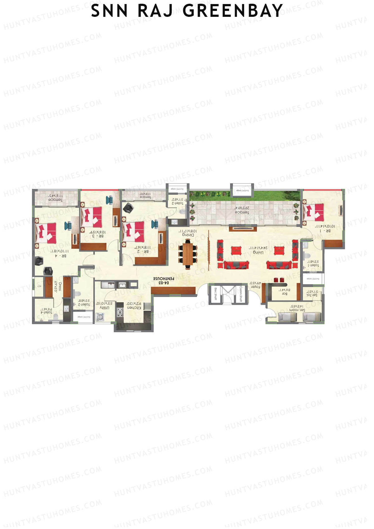 SNN Raj Greenbay Block E4 Unit 1 (Penthouse) Floor Plan