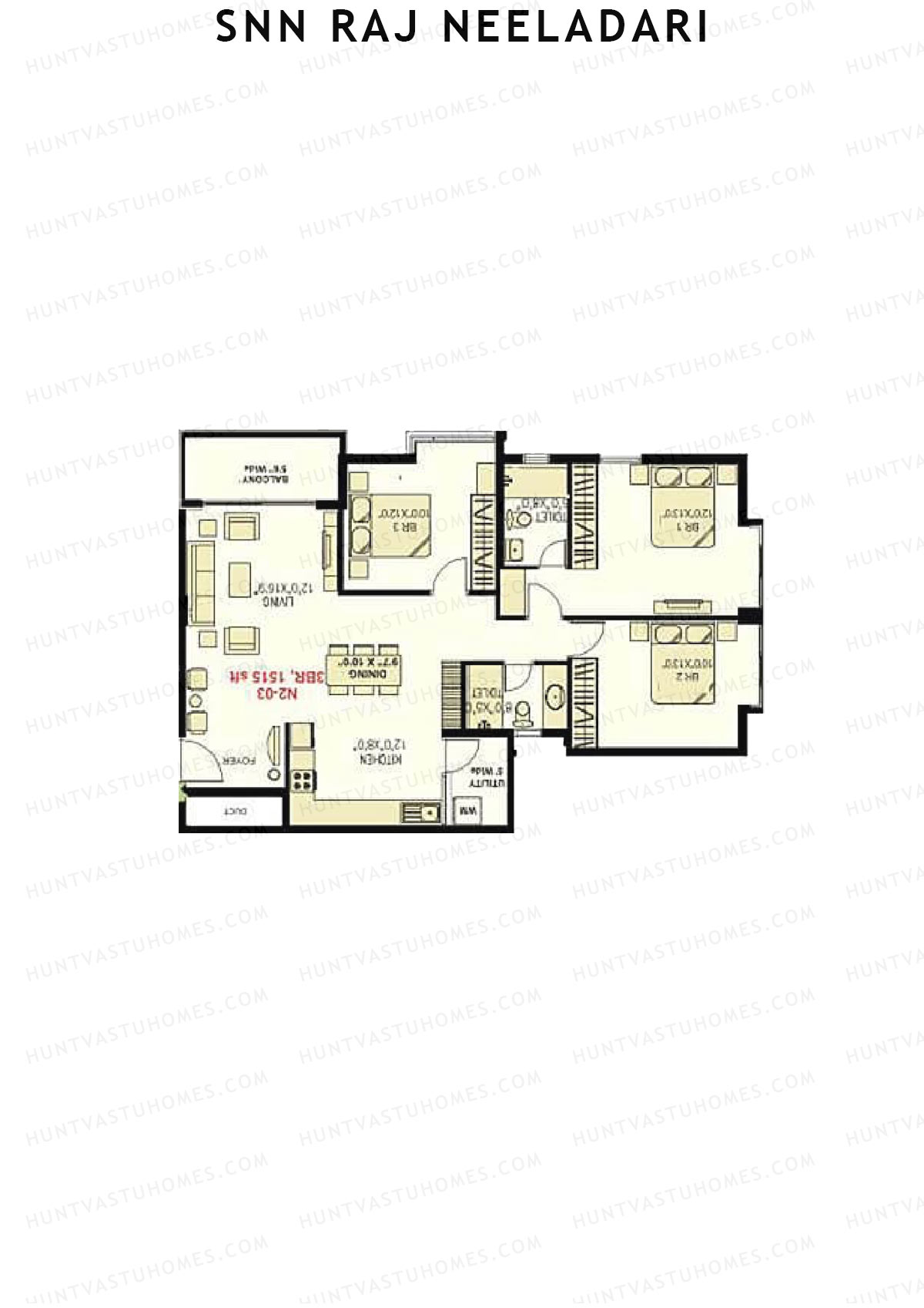 SNN Raj Neeladri Wing 1 Unit 1 Floor Plan