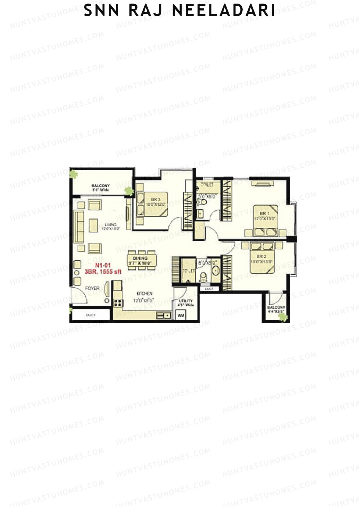 SNN Raj Neeladri Wing 1 Unit 1 Floor Plan