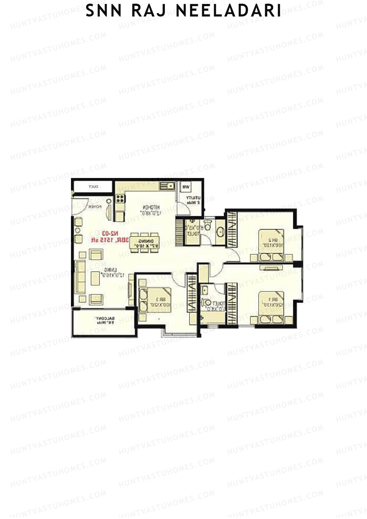 SNN Raj Neeladri Wing 1 Unit 2 Floor Plan