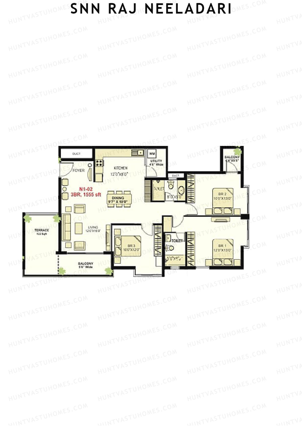 SNN Raj Neeladri Wing 1 Unit 2 Floor Plan