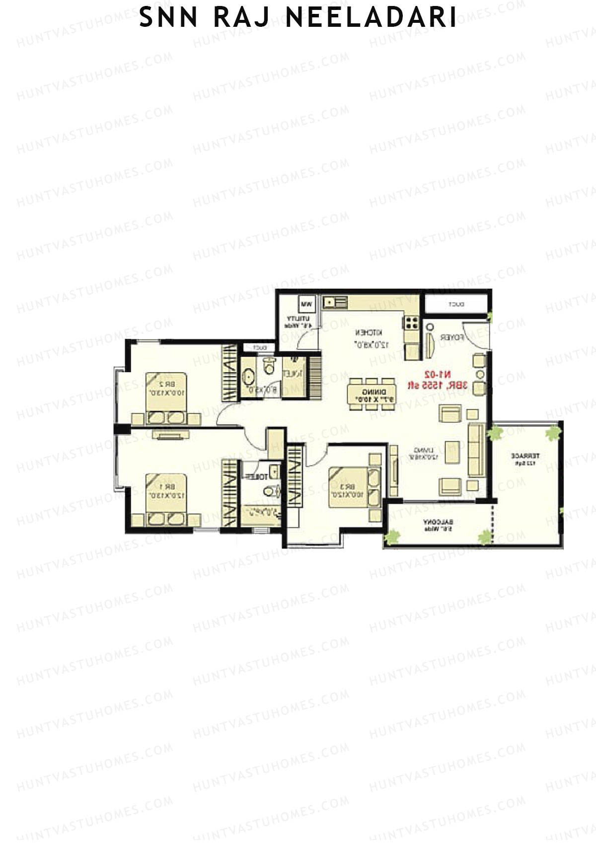 SNN Raj Neeladri Wing 2 Unit 3 Floor Plan