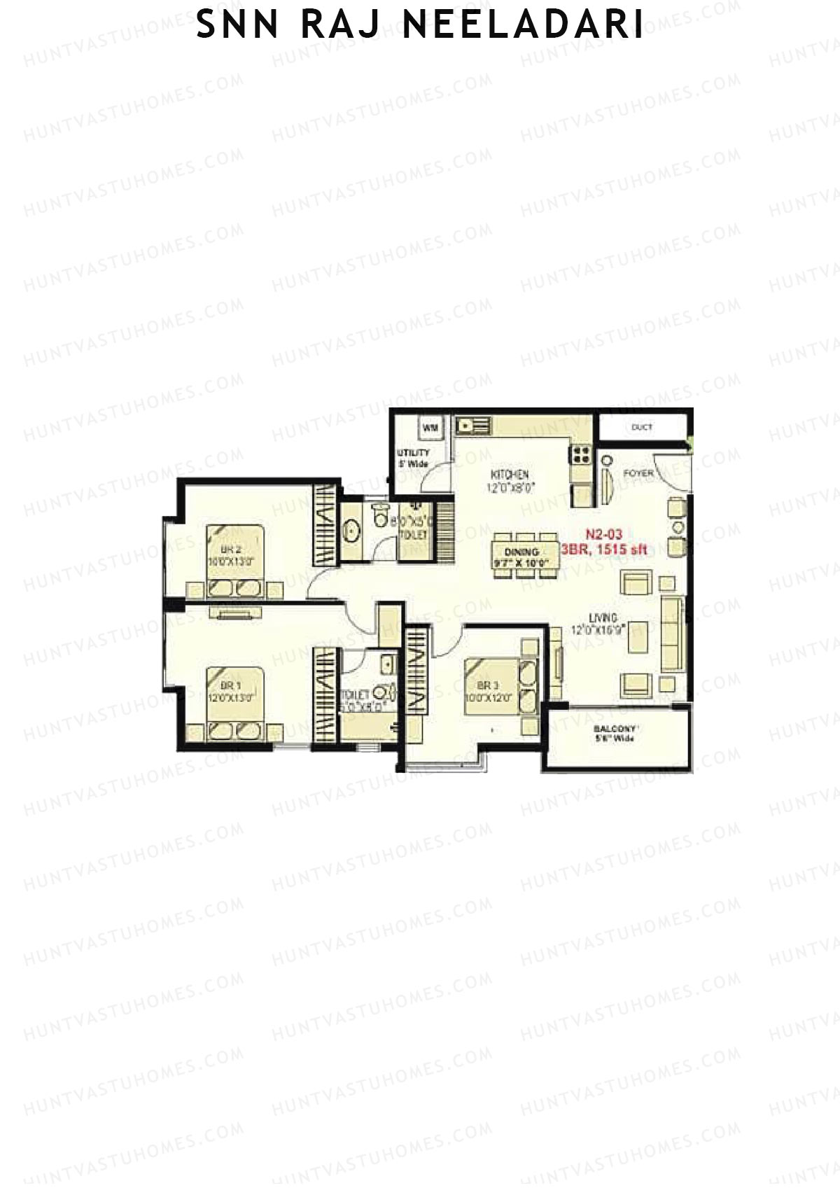 SNN Raj Neeladri Wing 2 Unit 3 Floor Plan