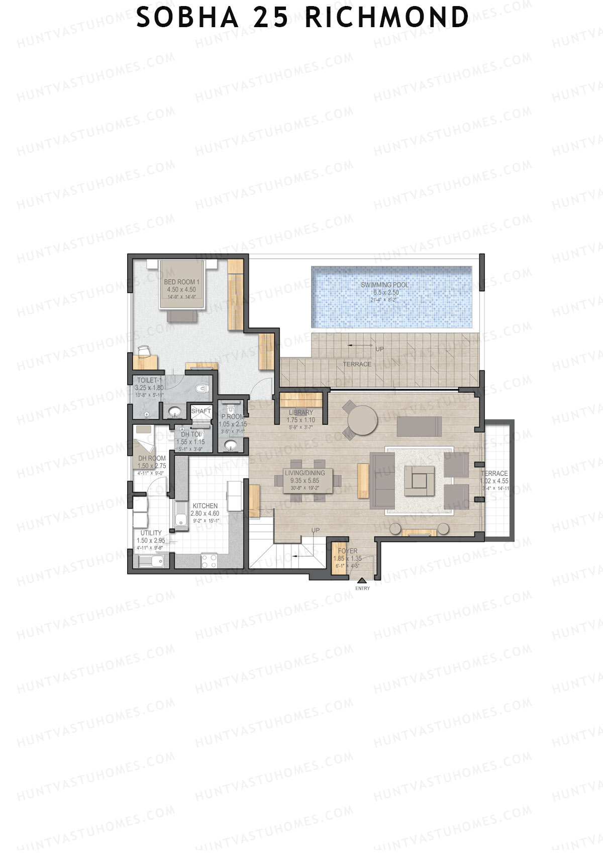 Sobha 25 Richmond, Tower A, Unit 1 TYPE PH LW(Penthouse), 3BHK, Super Area 3282   sq ft 
