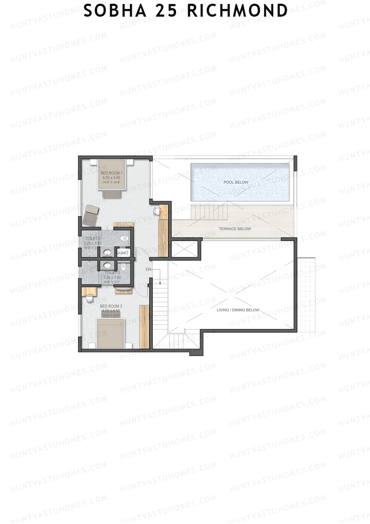 Sobha 25 Richmond, Tower A, Unit 1 TYPE PH LW(Penthouse), 3BHK, Super Area 3282   sq ft 