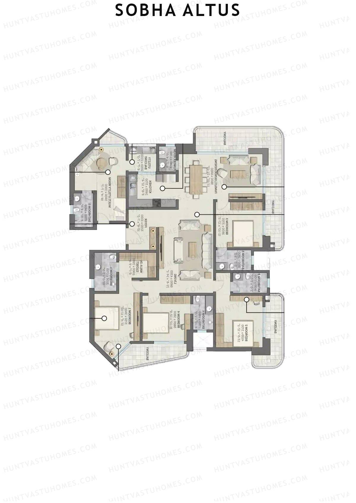 Sobha Altus Tower 1 Unit 2 (Type A1) Floor Plan
