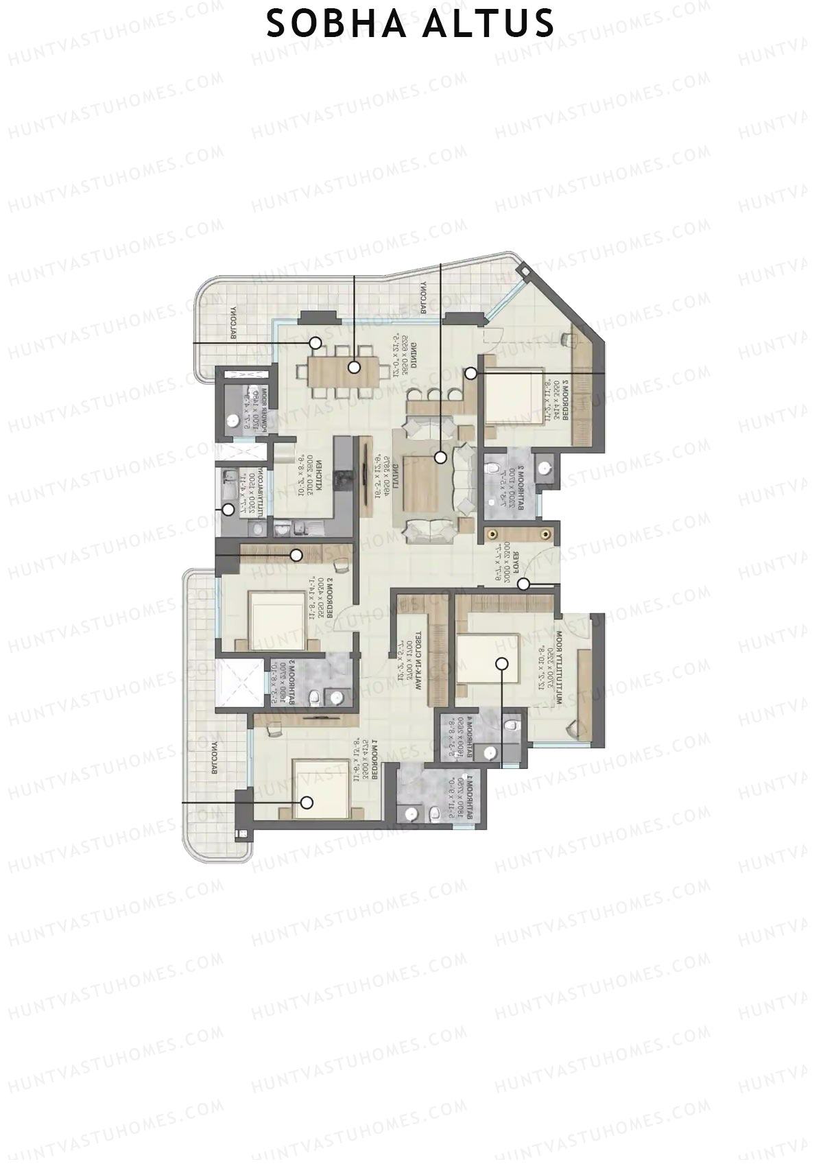 Sobha Altus Tower 1 Unit 4 (Type B4) Floor Plan