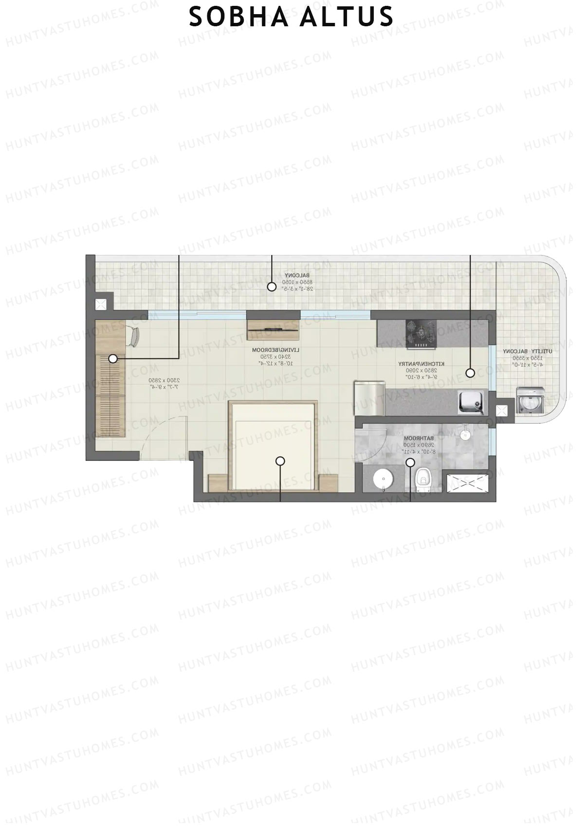 Sobha Altus Tower 3 Unit 1 (Type D) Floor Plan