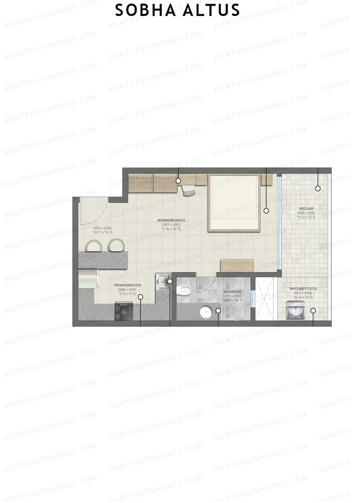 Sobha Altus Tower 3 Unit 2 (Type E1) Floor Plan