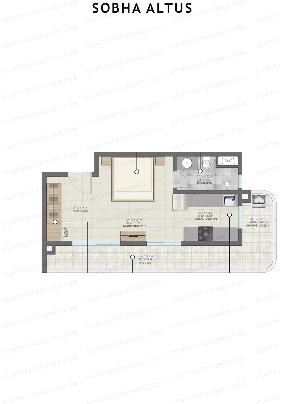 Sobha Altus Tower 3 Unit 3 (Type D) Floor Plan