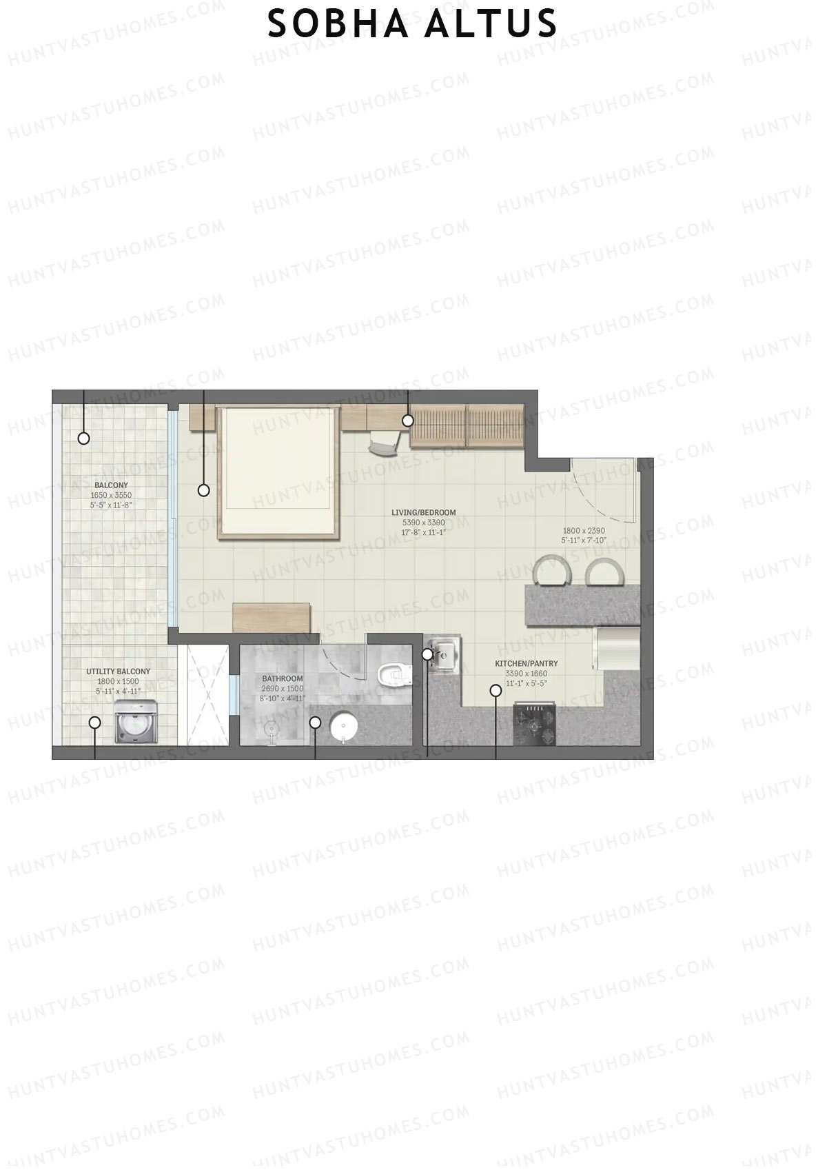 Sobha Altus Tower 3 Unit 7 (Type E1) Floor Plan