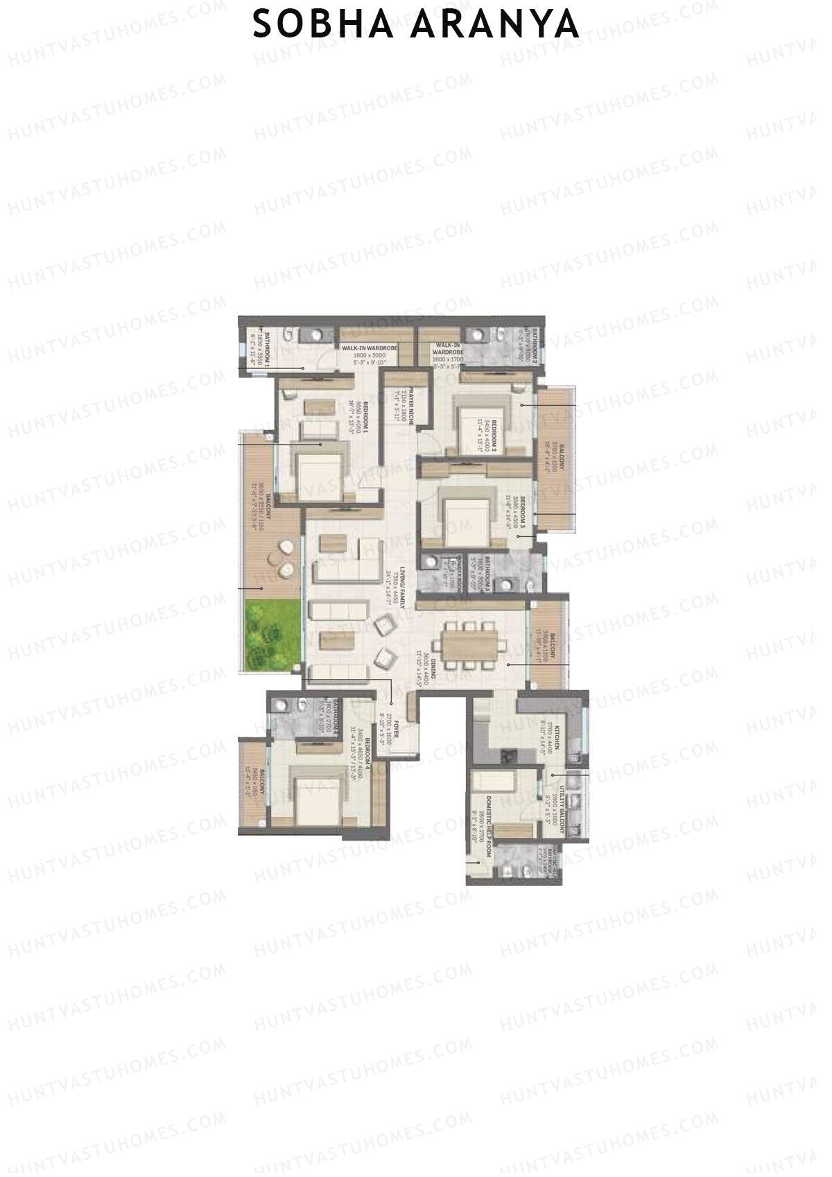 Sobha Aranya Tower 4 Unit 1 (Type C1) Floor Plan