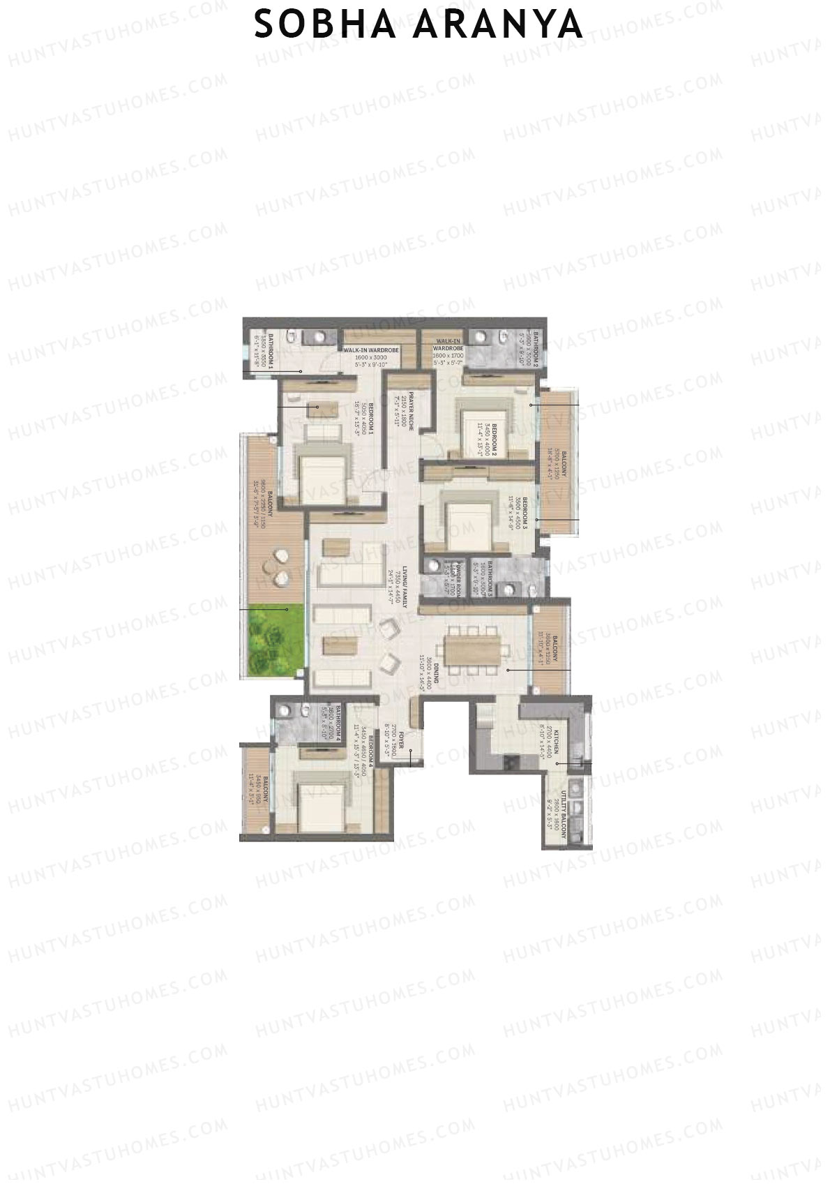 Sobha Aranya Tower 4 Unit 1 (Type C3) Floor Plan