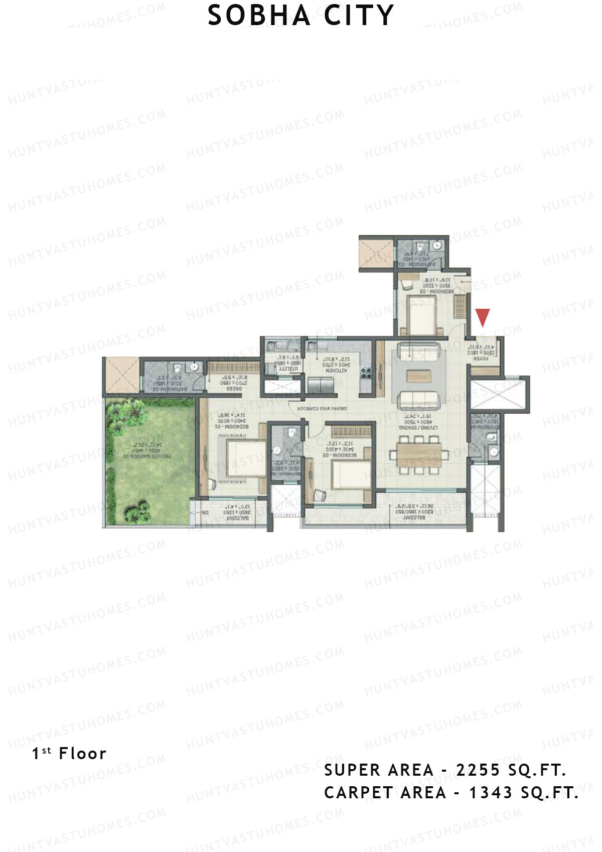 Sobha City Tower D3 Unit 4 (Type F10) Floor Plan