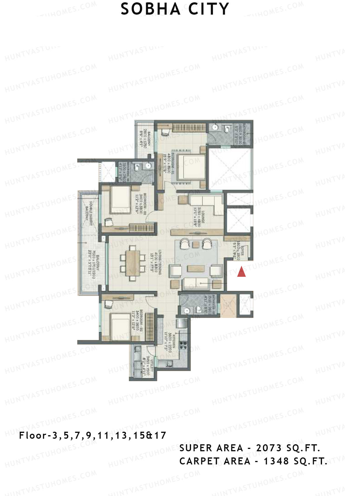 Sobha City Tower Z2 Unit 1 (Type G1) Floor Plan
