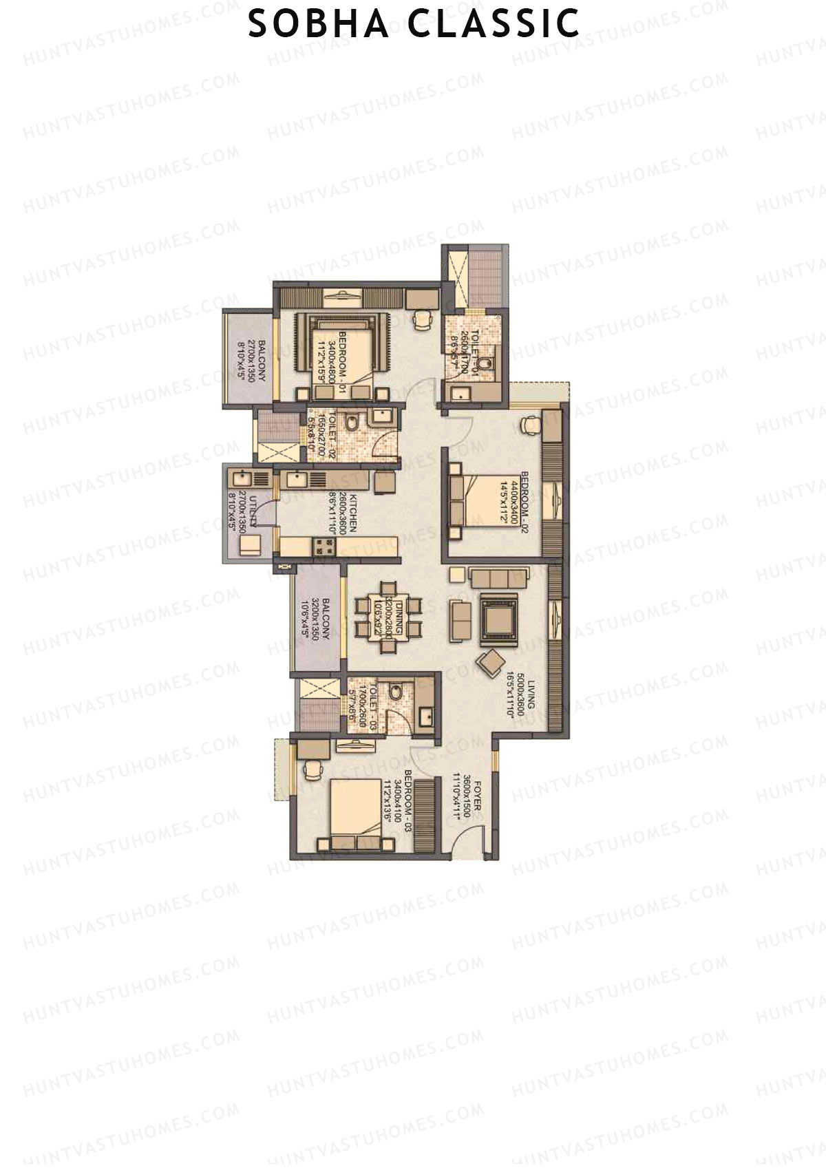 Sobha Classic Block 1 Unit 1 Floor Plan