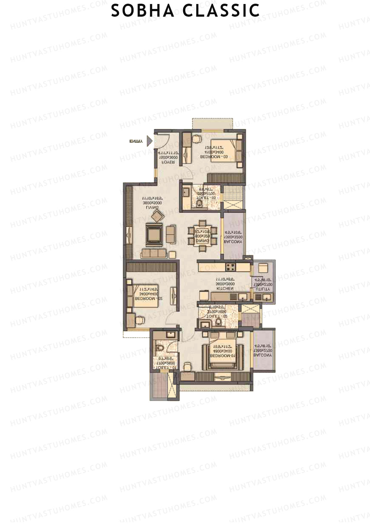 Sobha Classic Block 1 Unit 3 Floor Plan