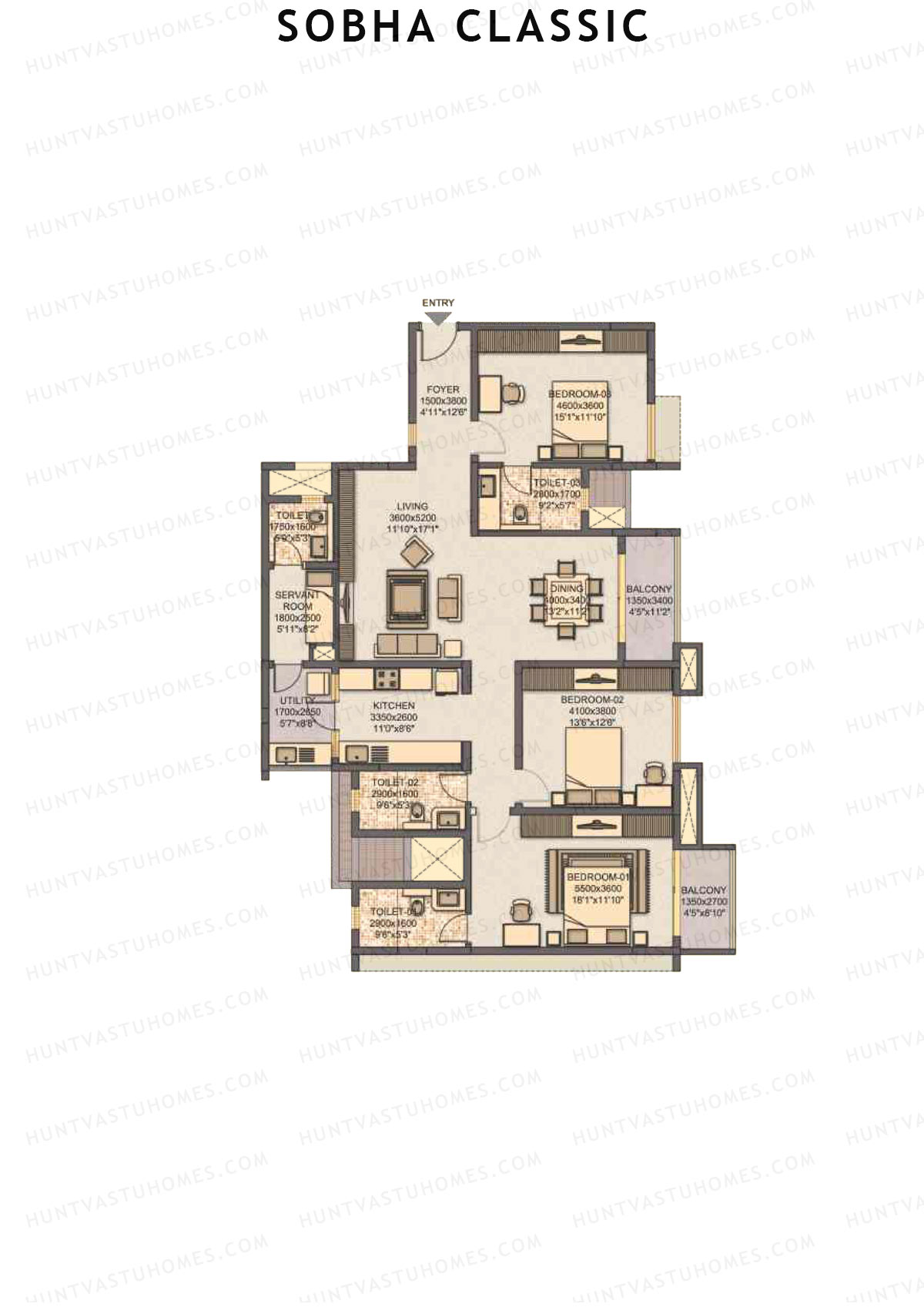 Sobha Classic Block 2 Unit 4 Floor Plan