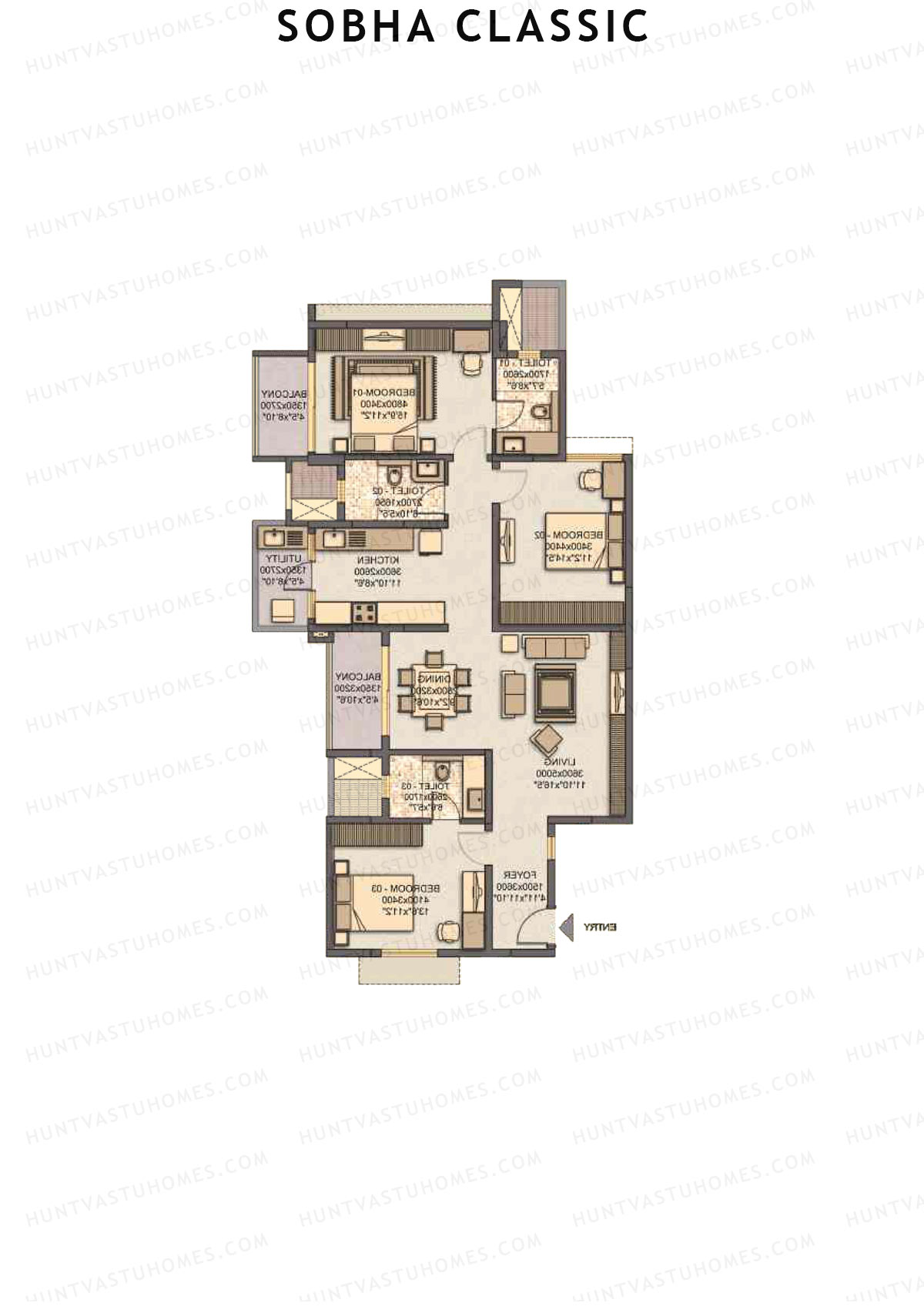 Sobha Classic Block 3 Unit 1 Floor Plan