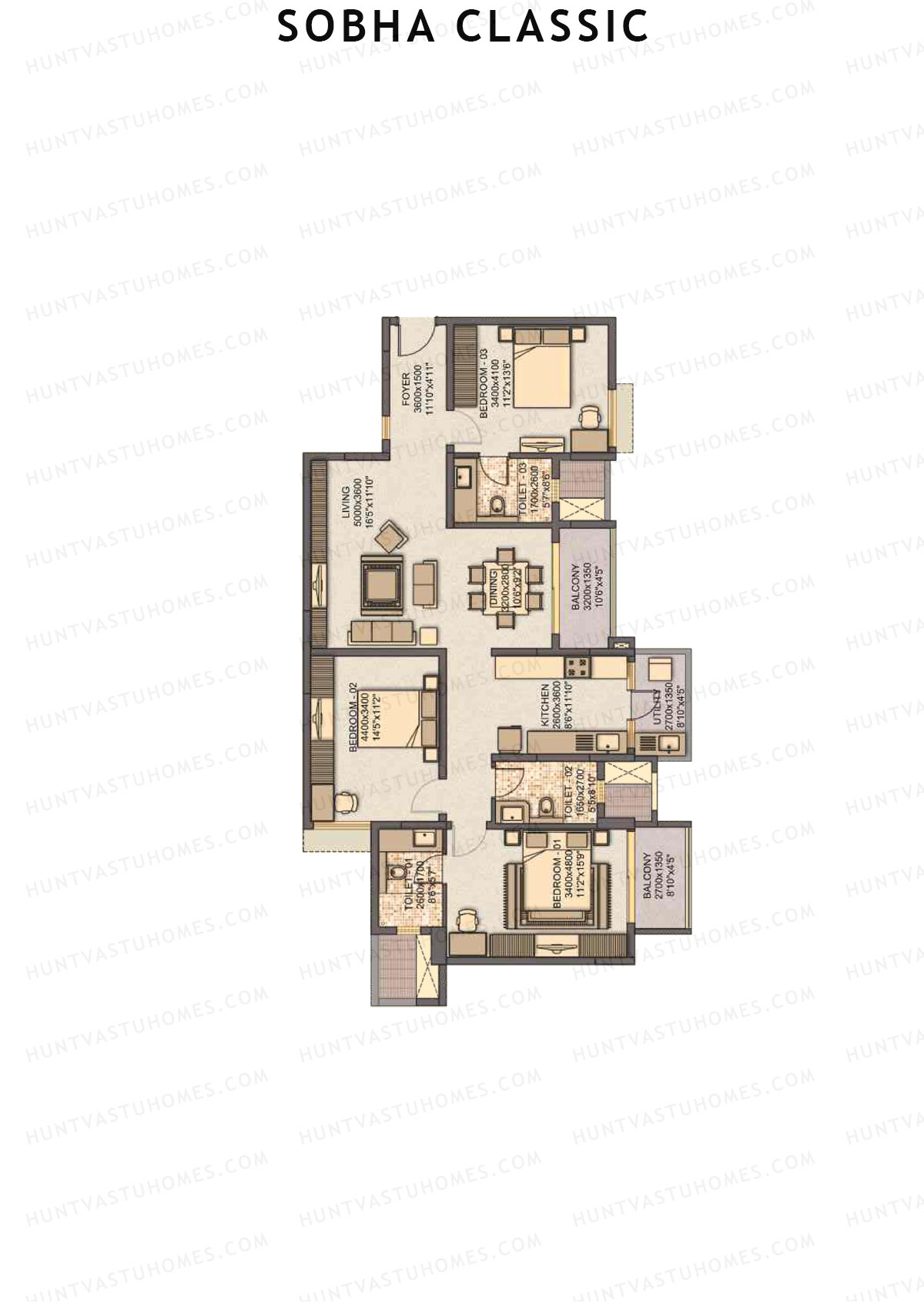Sobha Classic Block 3 Unit 5 Floor Plan
